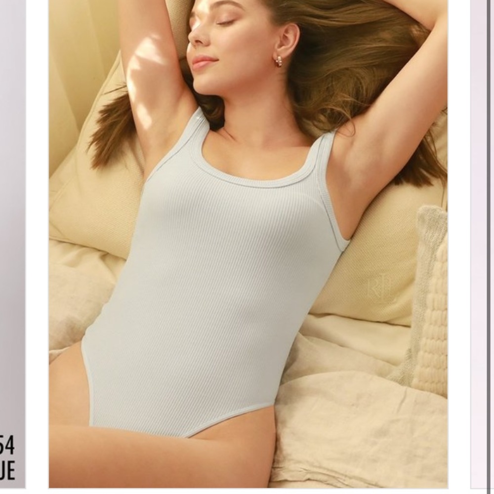 Light Blue Ribbed Bodysuit